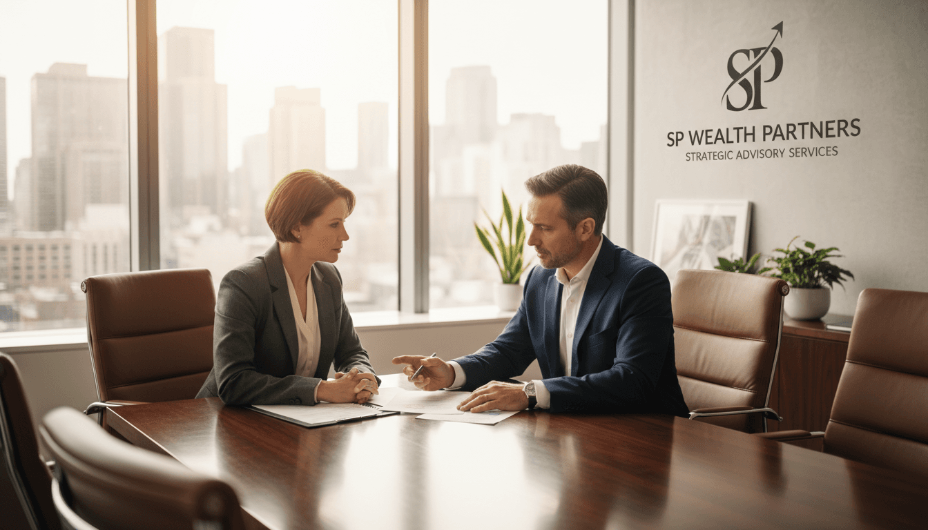 Financial advisor and client reviewing investment strategy
